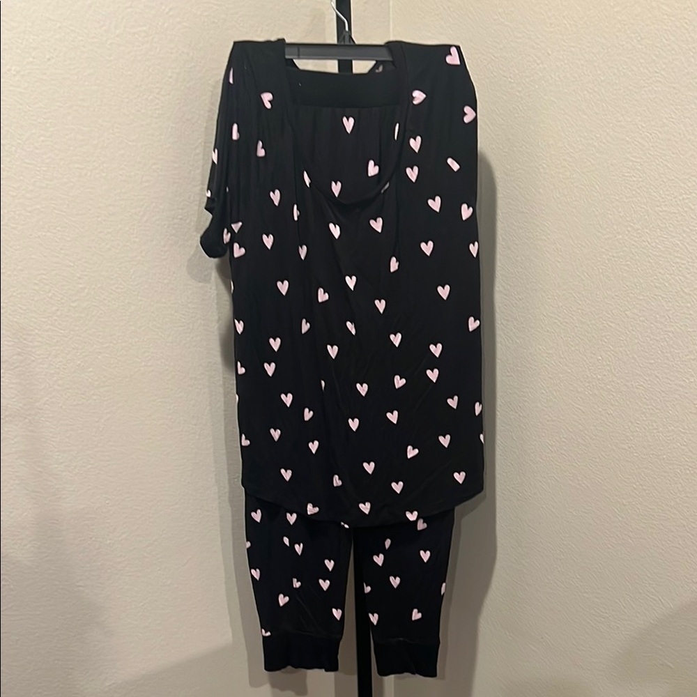 Honeydew Intimates Black Set with Pink Hearts